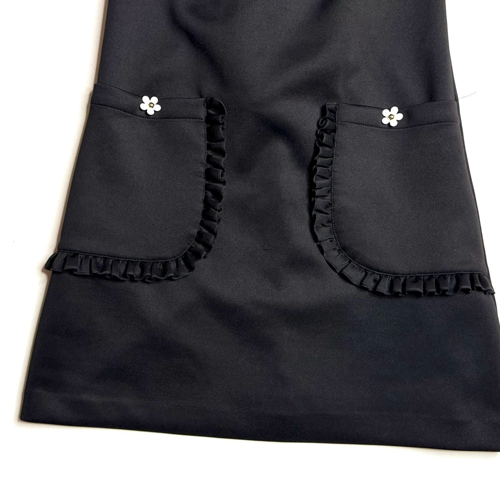 Betsy Johnson Black Sleeveless Shirt Dress w/ Ruffle Pocket Details Size 2 - Picture 9 of 9
